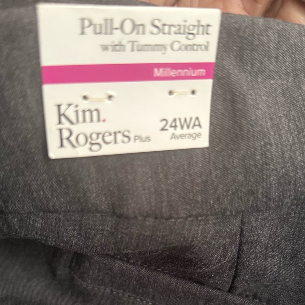 Plus Size Women Kim Rogers Tummy Control Pull On Pants Stretch Sz 24W Gray NWT - Picture 4 of 8
